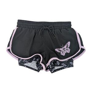 Social Collision Moth Floral Running Shorts Athleisure Whimsigoth Fairy Size M